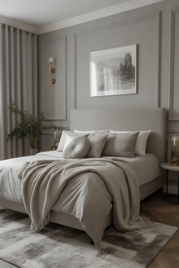 Elegant Grey Bedroom with Soft Textures