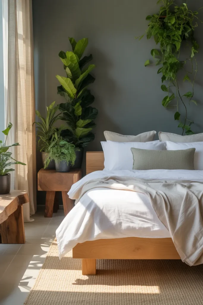 Grey Bedroom with Natural Elements