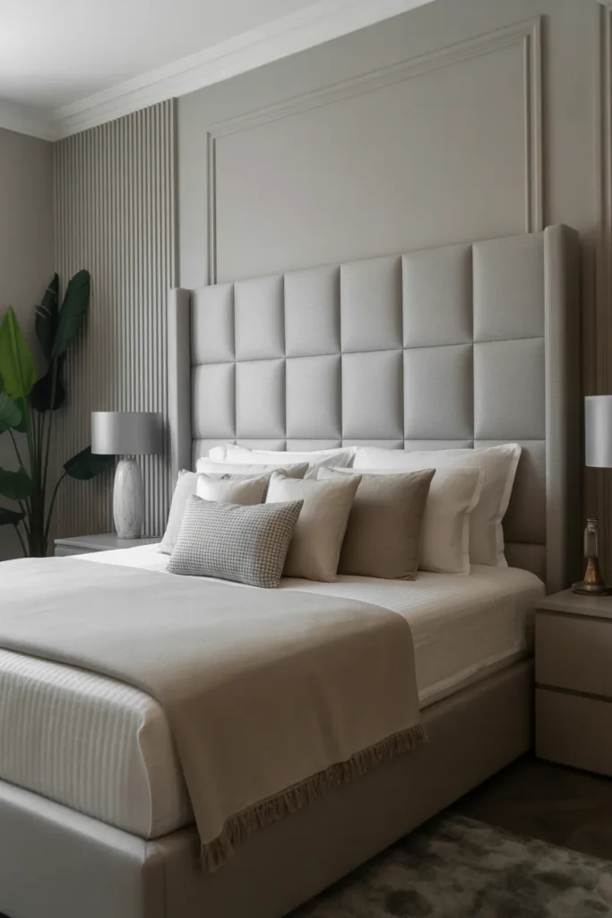 Grey Bedroom with Statement Headboard