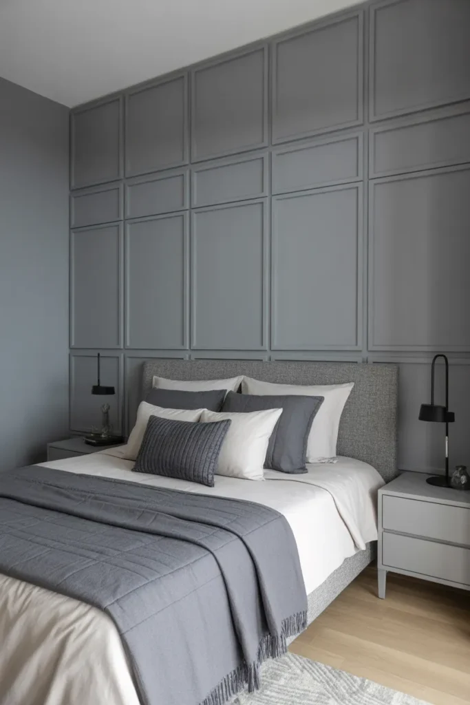 Grey Bedroom with Textured Wall Design