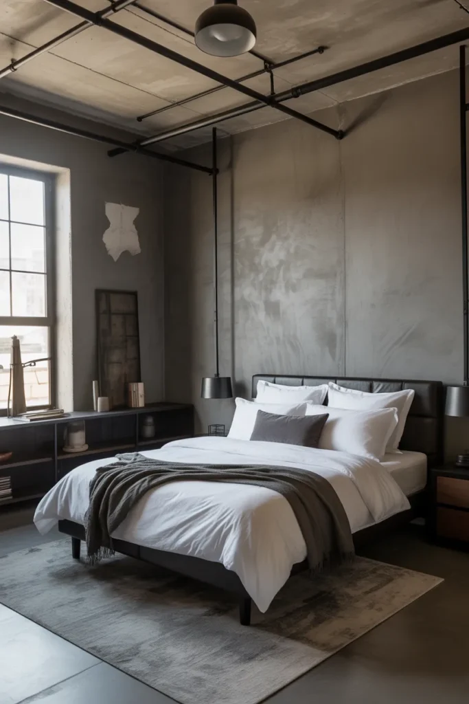 Industrial Style Grey Bedroom
