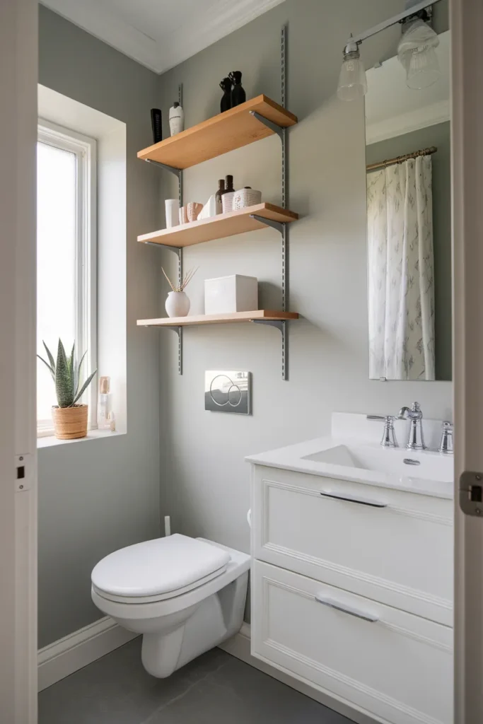 Open Shelving Above Toilet