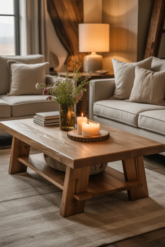  Rustic Wooden Coffee Table Centerpiece