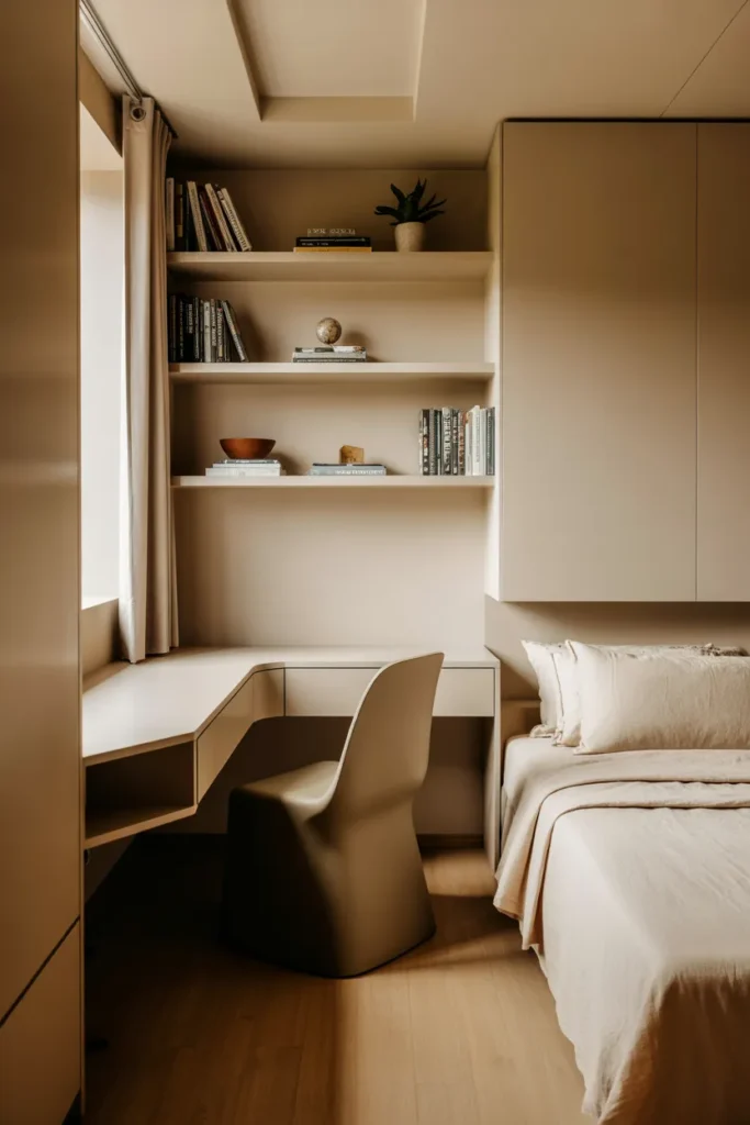  Small Bedroom with Compact Study Corner