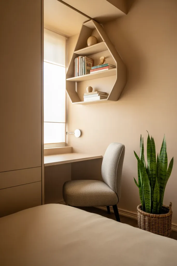 Small Bedroom with Corner Space Utilization