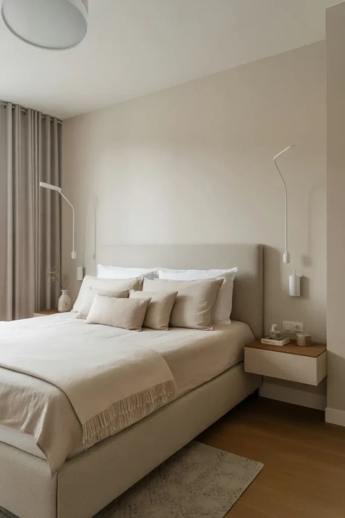 Small Bedroom with Floating Nightstands