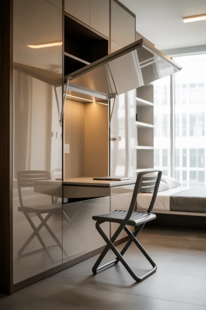 Small Bedroom with Foldable Furniture