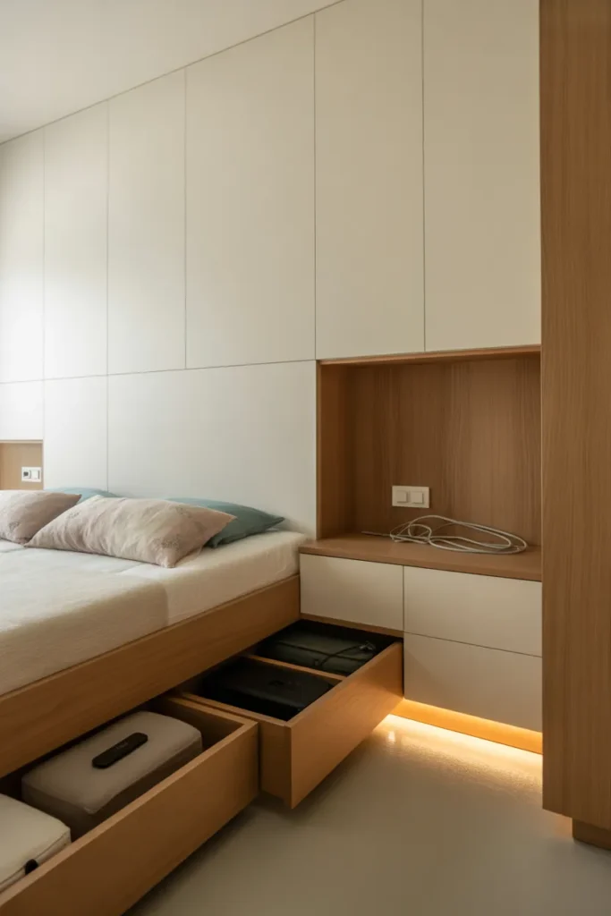 Small Bedroom with Hidden Storage Solutions