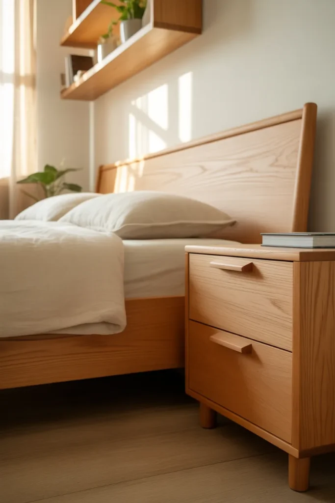 Small Bedroom with Light Wood Elements