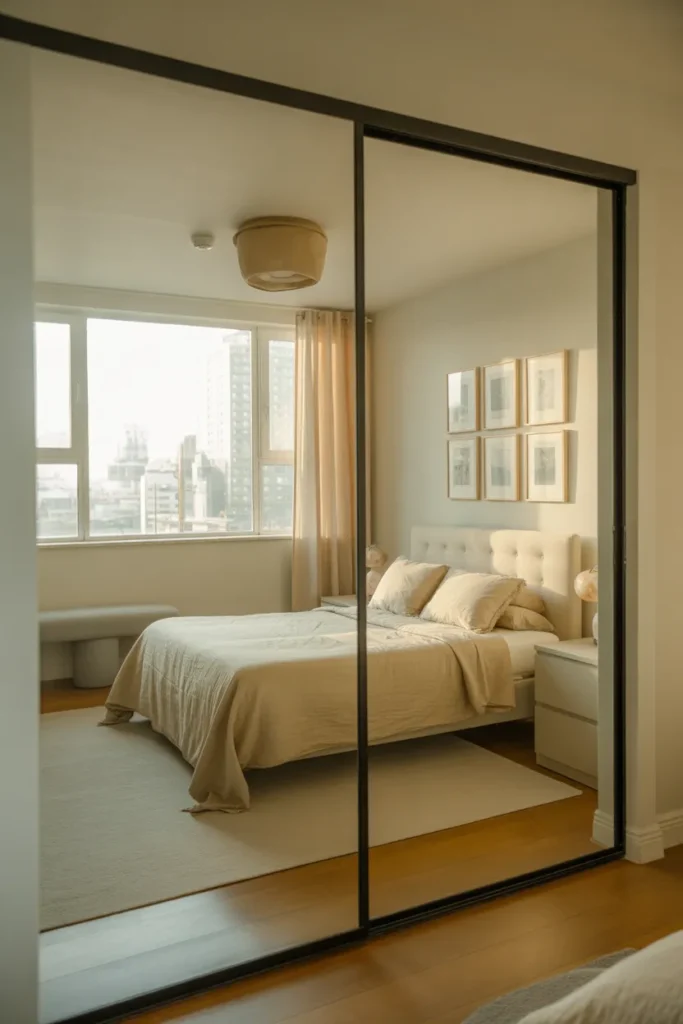 Small Bedroom with Mirrors for Depth