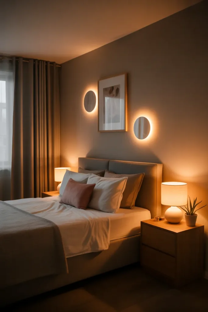 Small Bedroom with Soft Lighting Layers