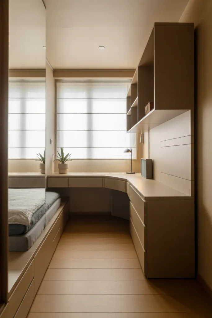 Small Bedroom with Space-Enhancing Layout