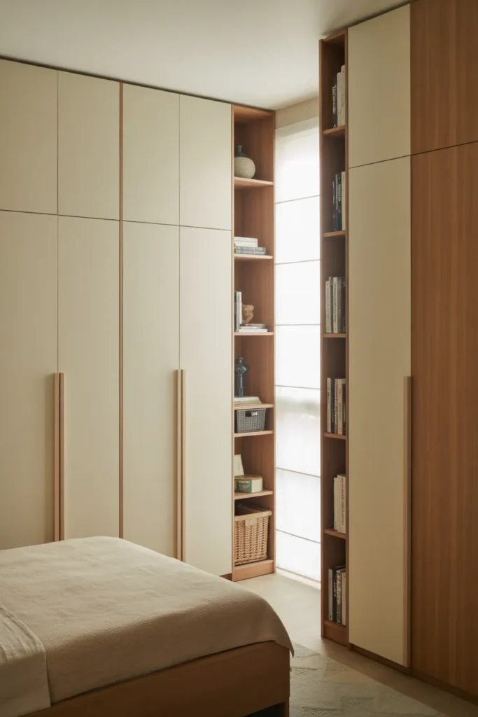 Small Bedroom with Vertical Storage Solutions