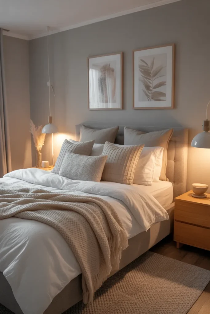  Soft Grey and White Cozy Bedroom