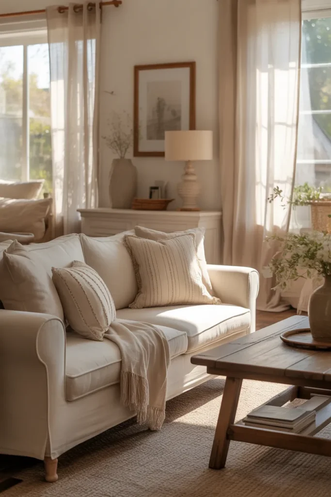 Soft Neutral Tones with Wooden Accents