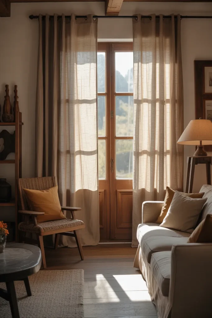 Warm Neutral Curtains for Soft Ambience