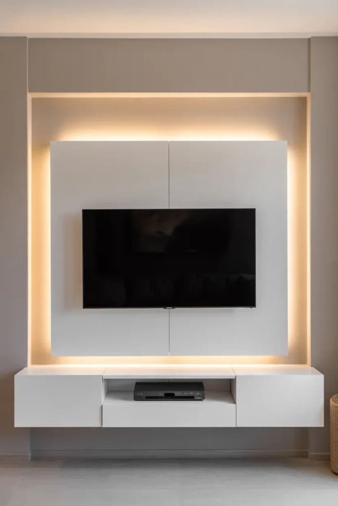 White Floating TV Wall