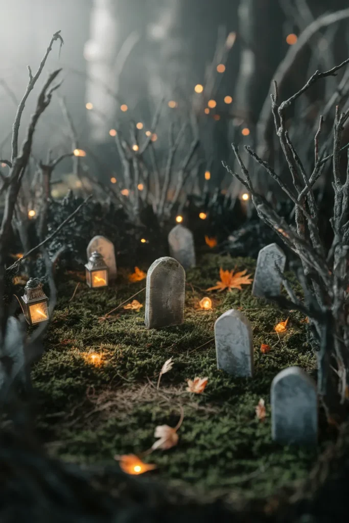 Foggy Cemetery Scene