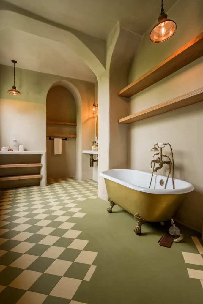 Olive Checkerboard Floors
