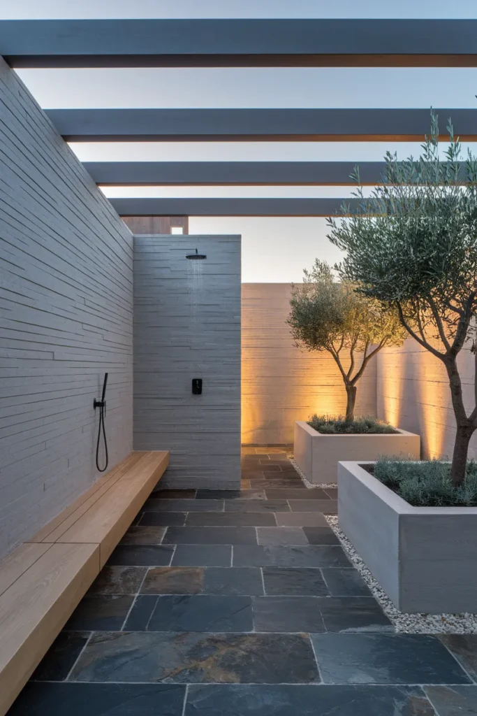 Stone Courtyard Shower
