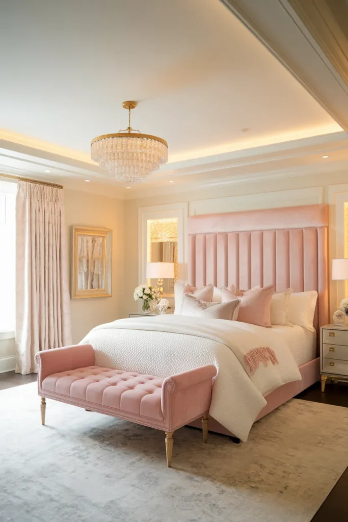 Blush Velvet Bench