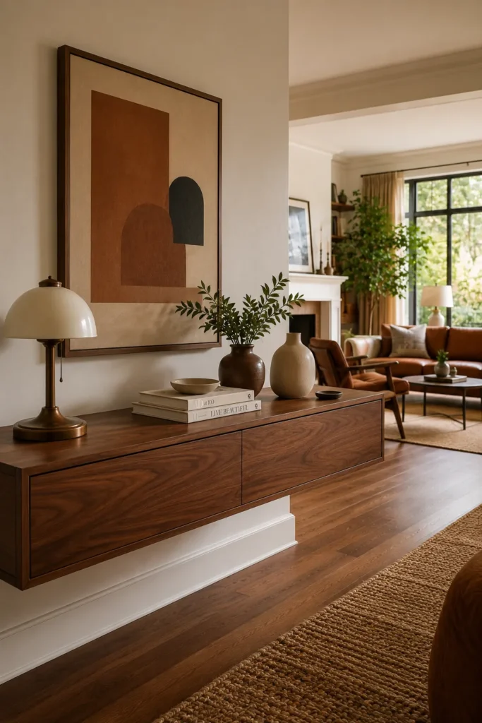 Floating Walnut Console