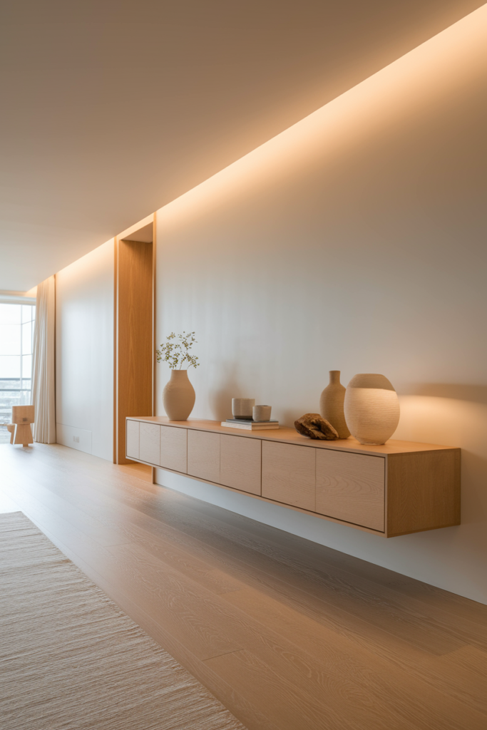 Floating Wood Console