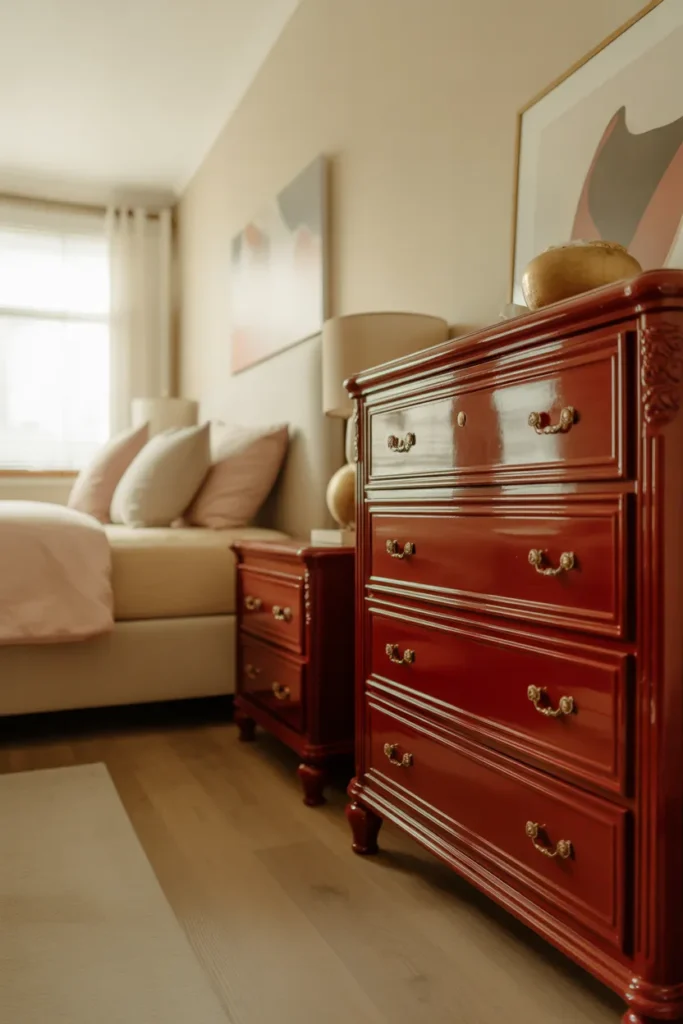 Lacquered Red Dresser