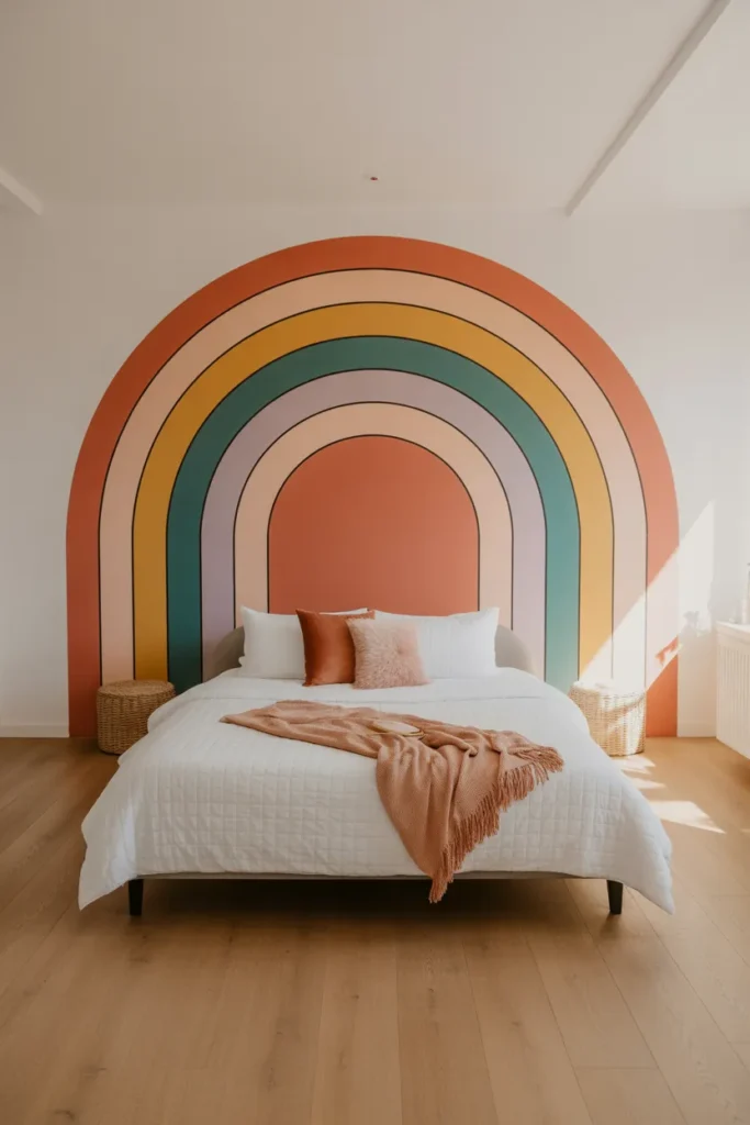 Painted Rainbow Headboard