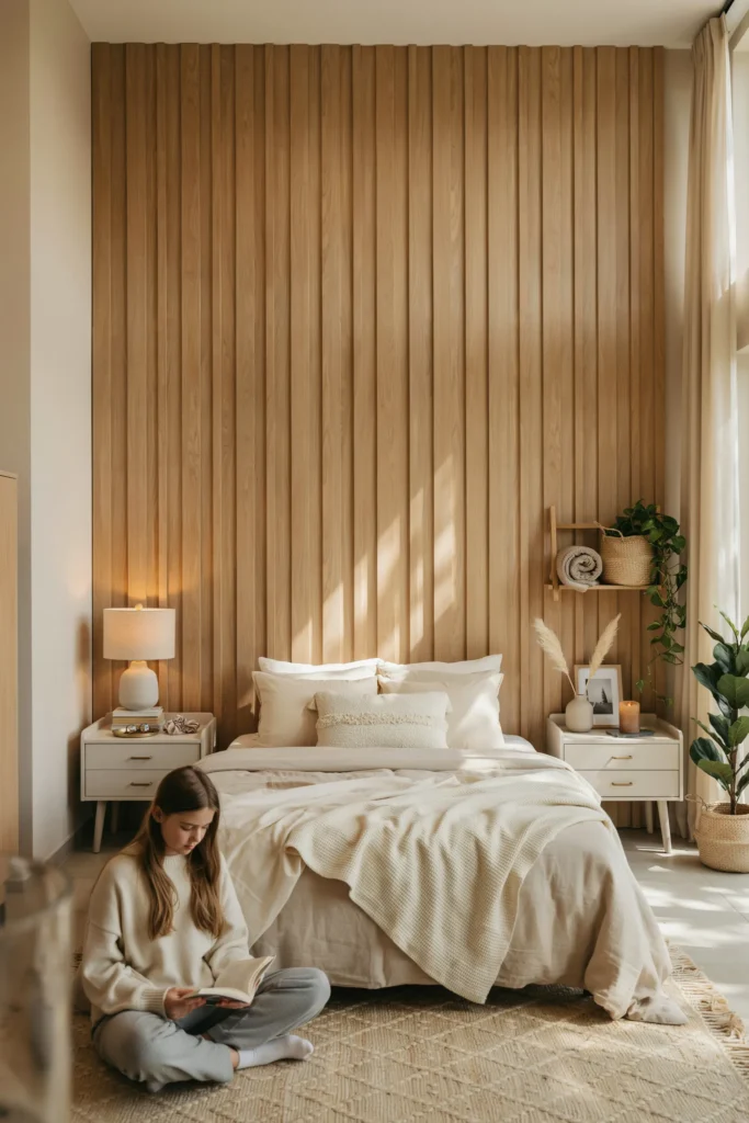 Ribbed Wood Headboard