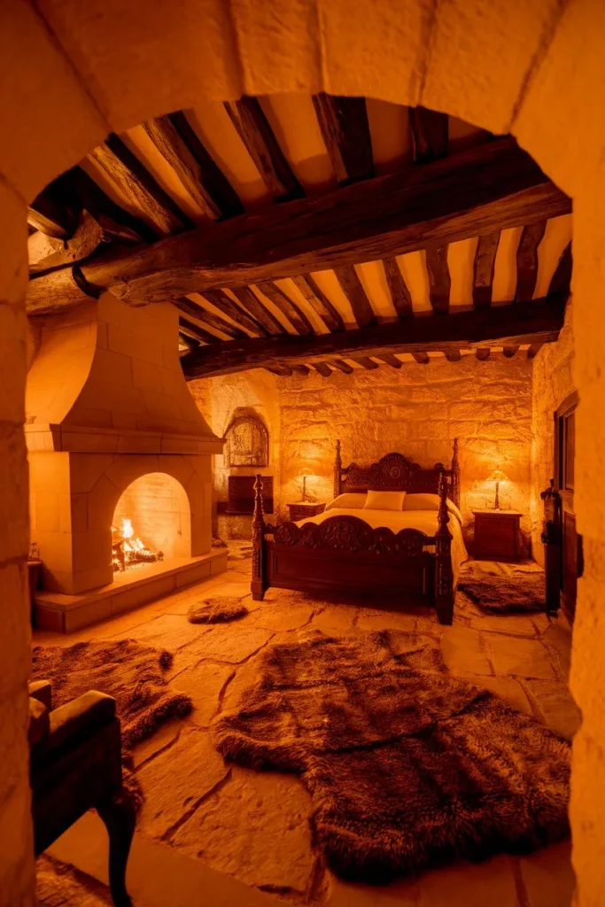 Stone Fireplace Corner
