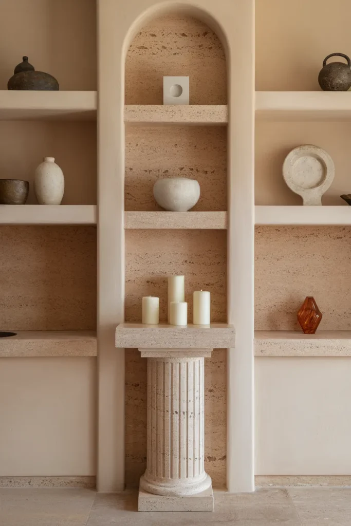 Travertine Pedestal Display