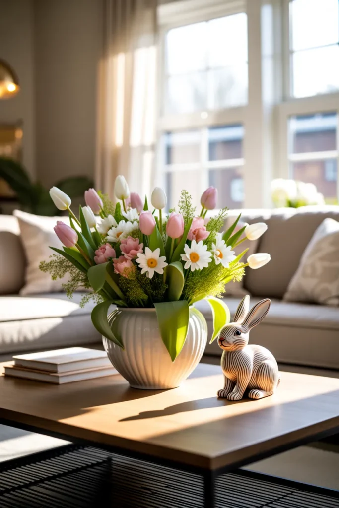 Floral Display with Easter Bunny