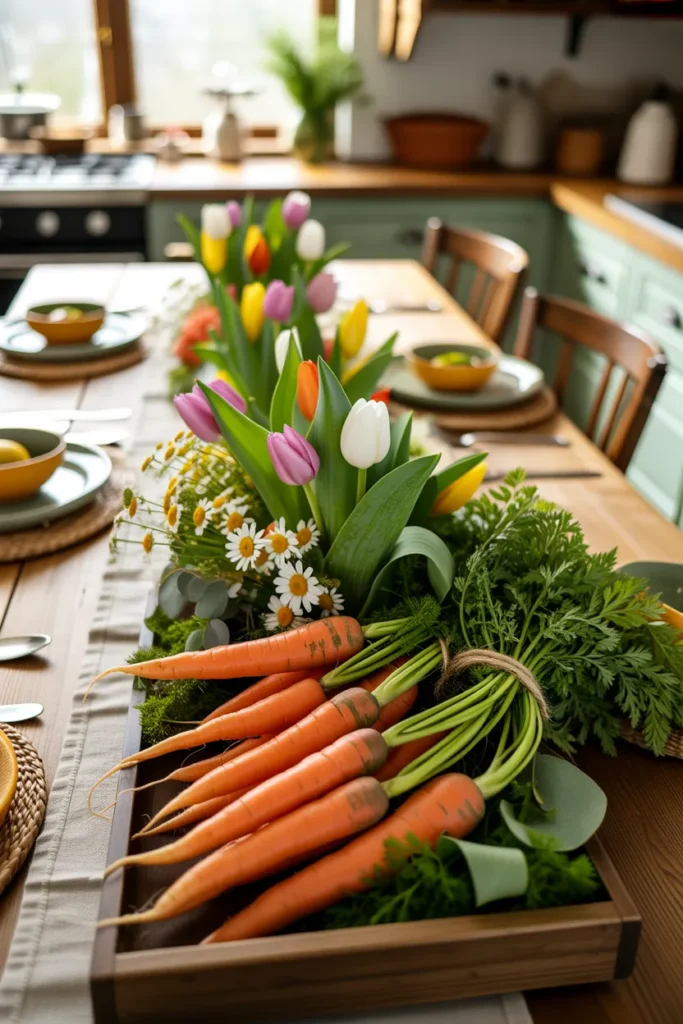 Fresh Carrot and Floral Easter Centerpiece